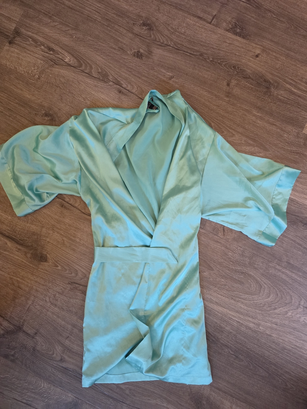 Victoria's Secret Aqua Satin Wrap Robe